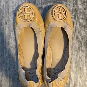 Tory Burch Patent Leather Ballet Flats, Size 6, Nude